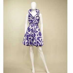Samuel Dong Blue and White Bubble Hem Dress Size M